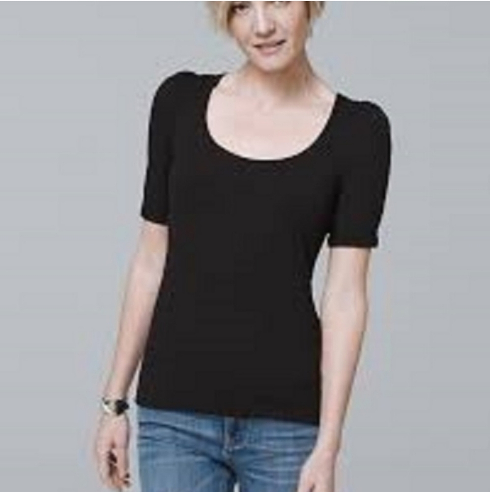 WHBM | Elbow Puff Sleeve Scoop Neck Tee Shirt